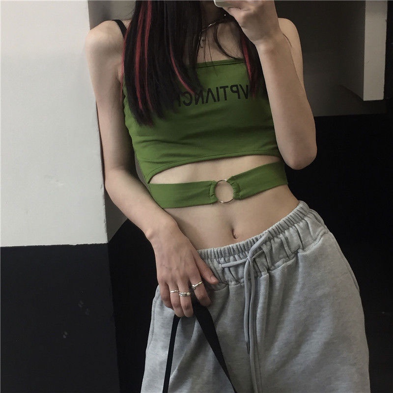 Áo hai dây XINLANYASHE ôm dáng in chữ đơn giản phong cách Hàn Quốc mới cho nữ