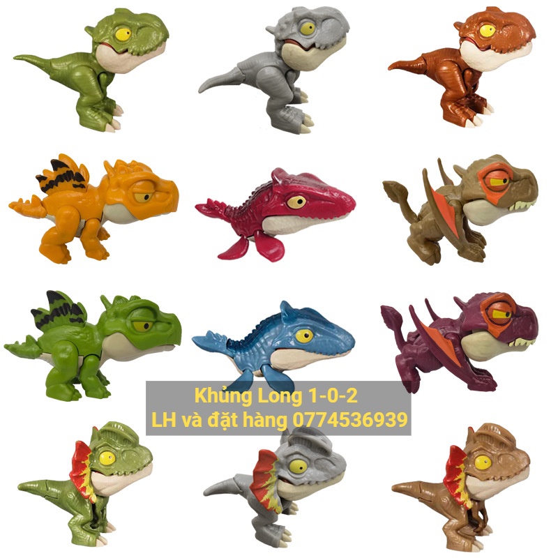 Đồ Chơi Khủng Long Cắn Ngón Tay Dilophosaurus Xám Mô Hình Bằng Nhựa Hàm Có Lò Xo Vui Nhộn