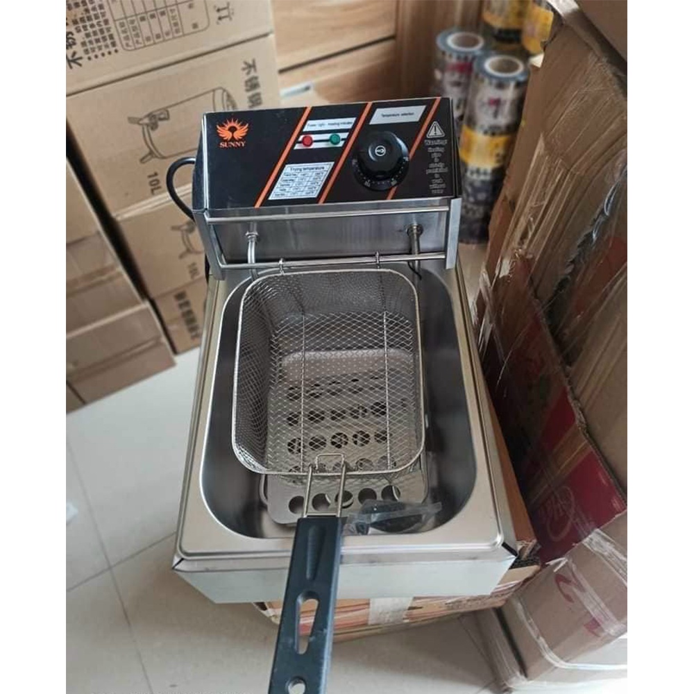 Bếp chiên nhúng điện đơn Inox Sunny dung tích 6L, bếp chiên ngập dầu đôi dung tích 12L chất liệu Inox- Bảo Hành 12 Tháng