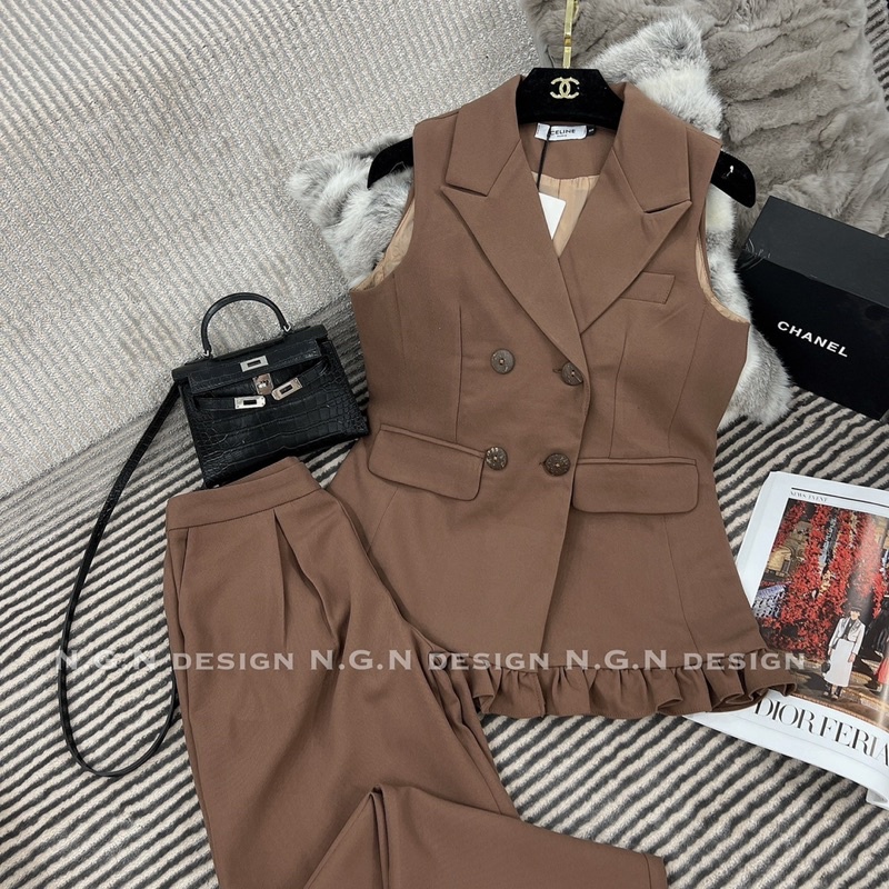 Sét vest bèo sát nách nâu tây