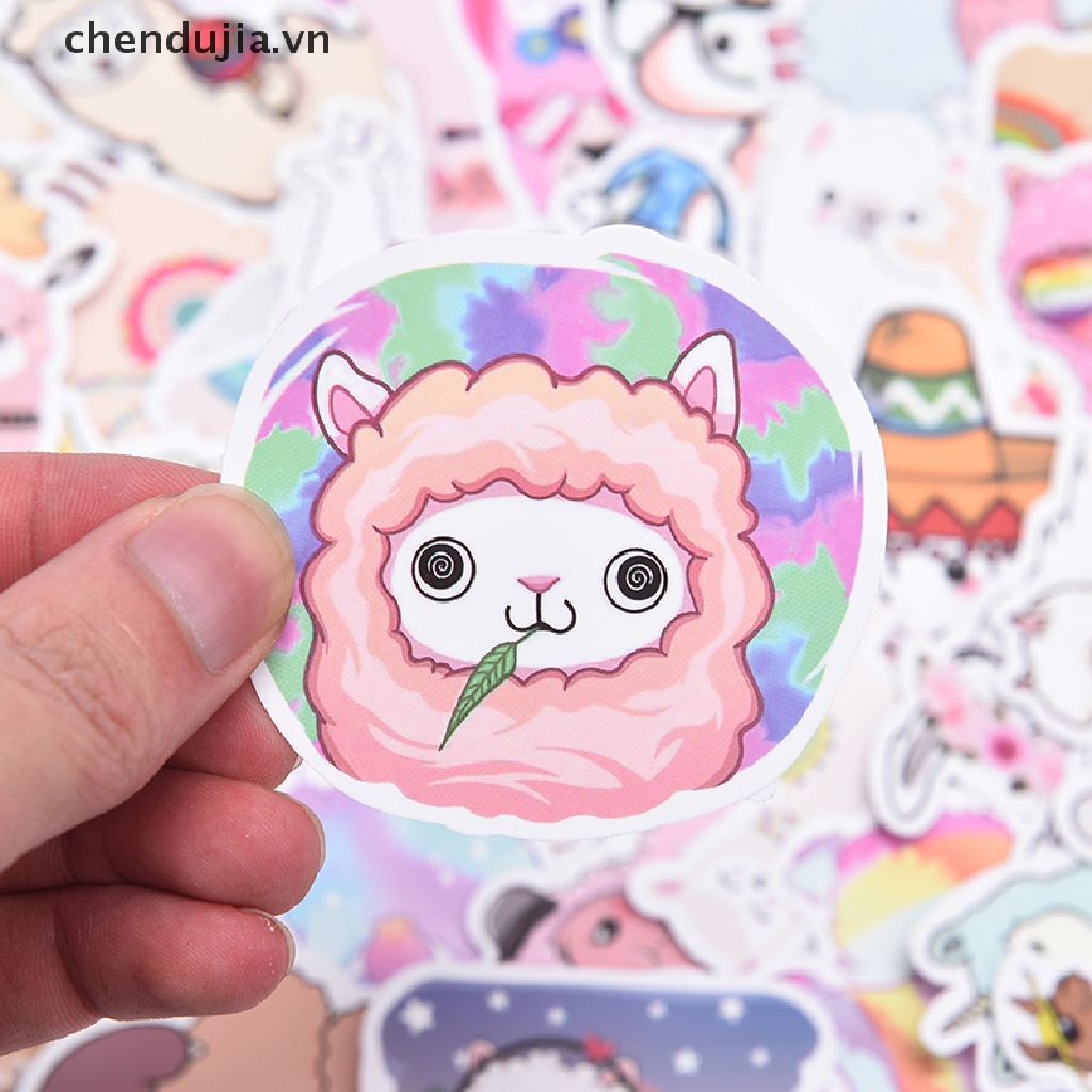 Bộ 50 Miếng Dán Trang Trí Laptop / Ván Trượt / Va Li Hình Lạc Đà Alpaca Độc Đáo