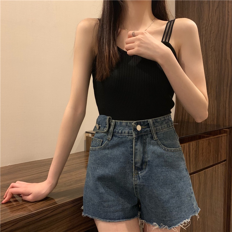 ZHELIHANGFEI Áo Dệt Kim Hai Dây Sát Nách Lưng Cao Kiểu Dáng Ngọt Ngào Quyến Rũ