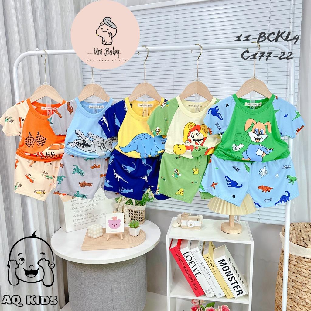 Bộ Minky mom, Minly baby Size Đại Cộc Tay Bé Trai Vải Thun lạnh Thoáng mát