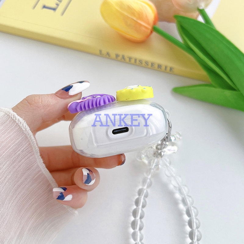 SoundPEATS Air 3 TrueAir 2 / 2+ Cover Rabbit Lovely Transparent Earphone Silicone Case Earbuds Waterproof Shockproof Soft Protective Headphone Cover Headset Skin with Hook