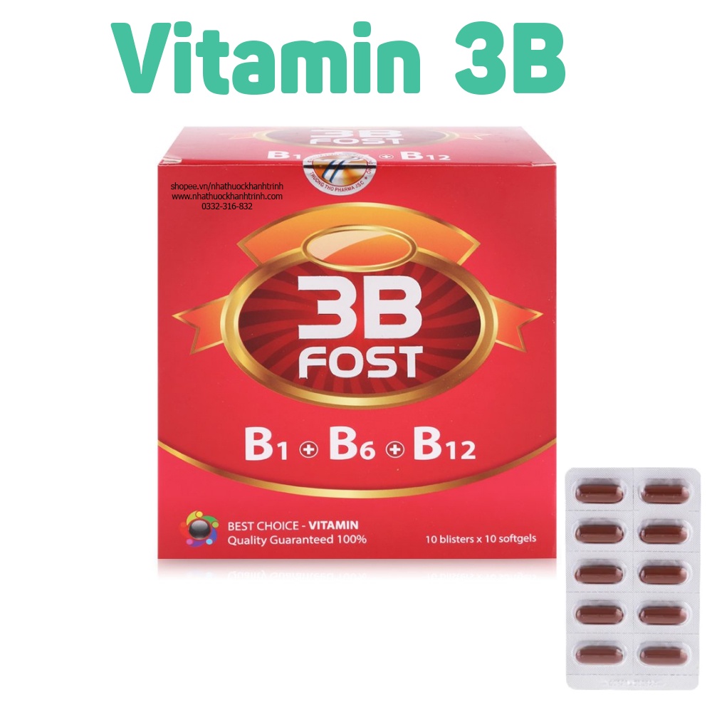 Vitamin 3B Fost B1 B6 B12 Akopha, hộp 100 viên nang mềm