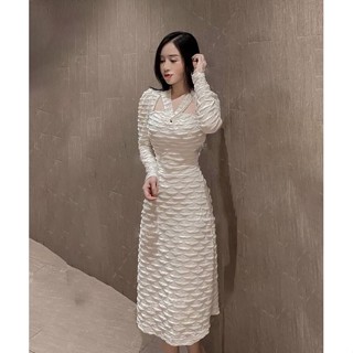 Đầm Nữ thiết kế tay dài vải xốp gân cao cấp phù hợp đi tiệc