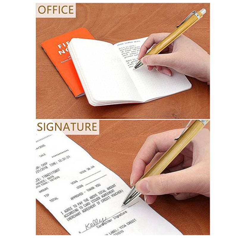 Set 80 Bút Bi Mực Đen Bằng Tre Chất Lượng Cao