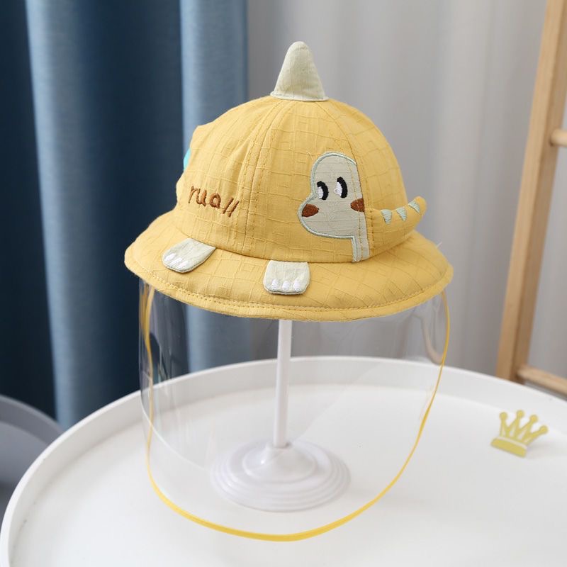 Babyfair Mũ Bảo Vệ Mặt Cho Bé Họa Tiết Khủng Long Unisex Cotton Chống Bụi Nắng Có Thể Điều Chỉnh Trẻ Em