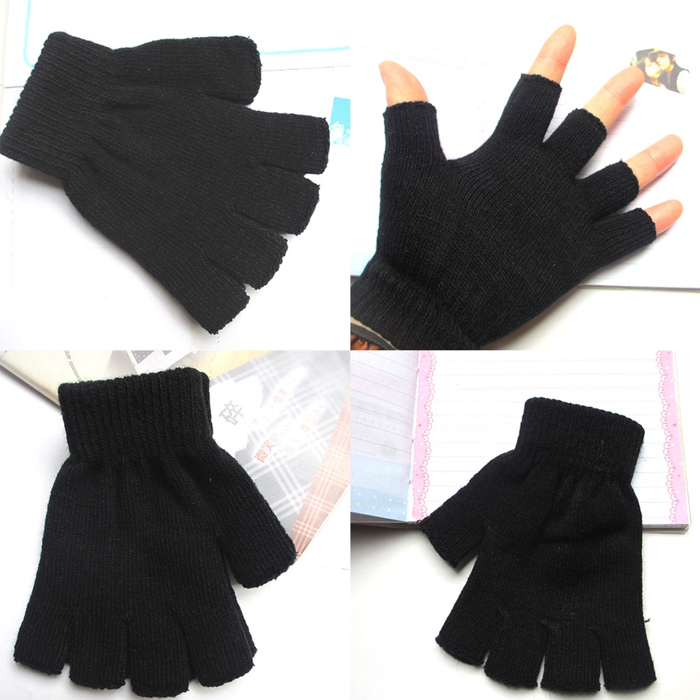 Găng Tay Len Hở Ngón Giữ Ấm Cho Nam Và Nữ