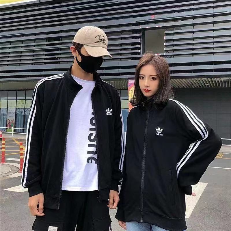 Áo Khoác Thể Thao Adidas 100% Chính Hãng Cổ Đứng Thêu Logo Phối Khóa Kéo Thoáng Khí Thoải Mái Cho Nam