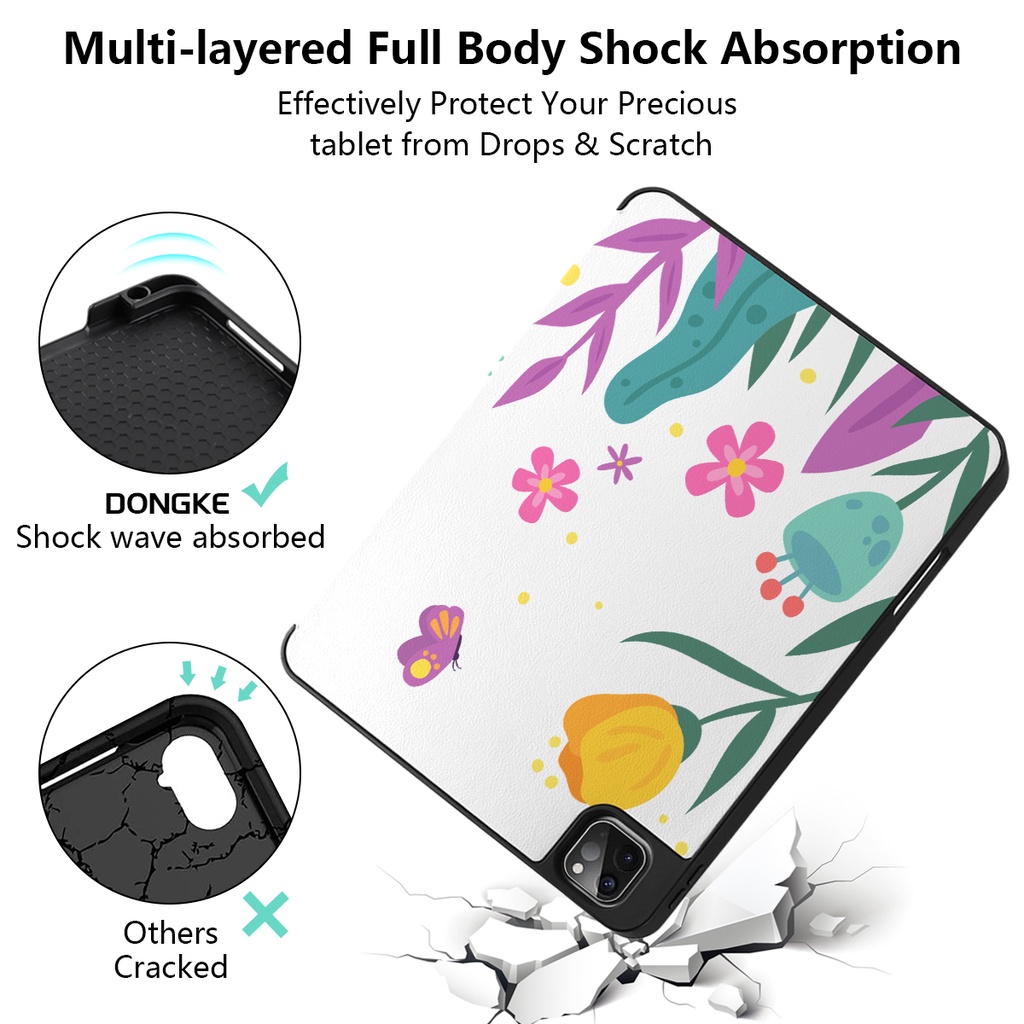 Bao Da Máy Tính Bảng Họa Tiết Hoa Cho iPad Pro 11 12.9inch Air5 Air4 Mini6 2022 2021 2020 2018 iPad 10.9inch 10th Gen Ốp