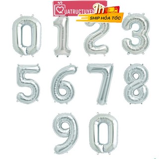 Bóng số tuổi trang trí sinh nhật cao 40cm màu bạc đẹp