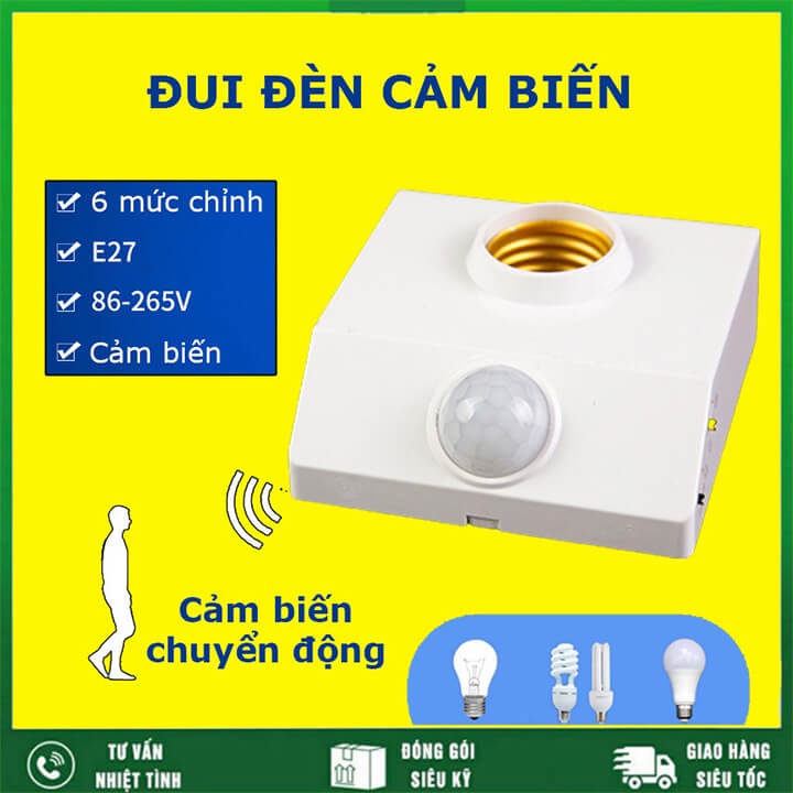 Đui đèn cảm ứng chuyển động tự động bật tắt, Đui đèn cảm biến hồng ngoại,đui xoáy E27