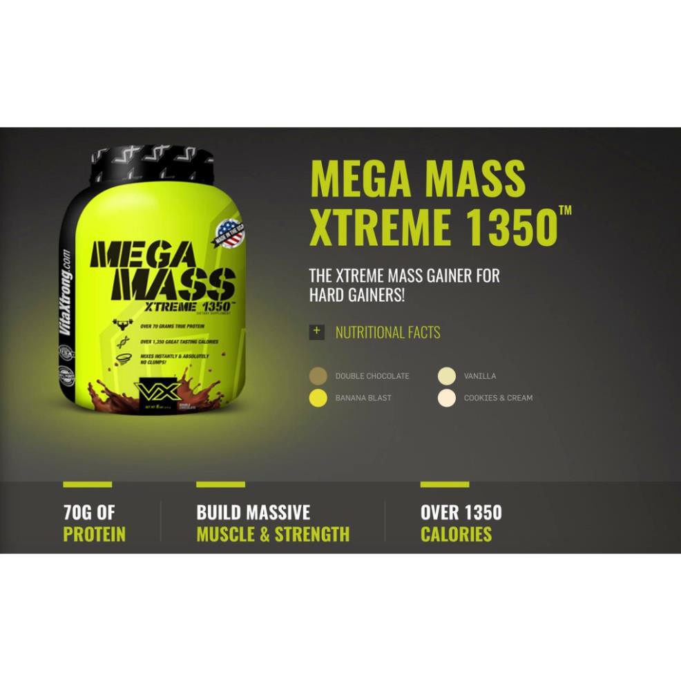 Sữa Tăng Cân Nạc Mass Mega  Cho người gầy, giàu Protein, BCAA, EAA, enzym tiêu hoá, Vitamin.