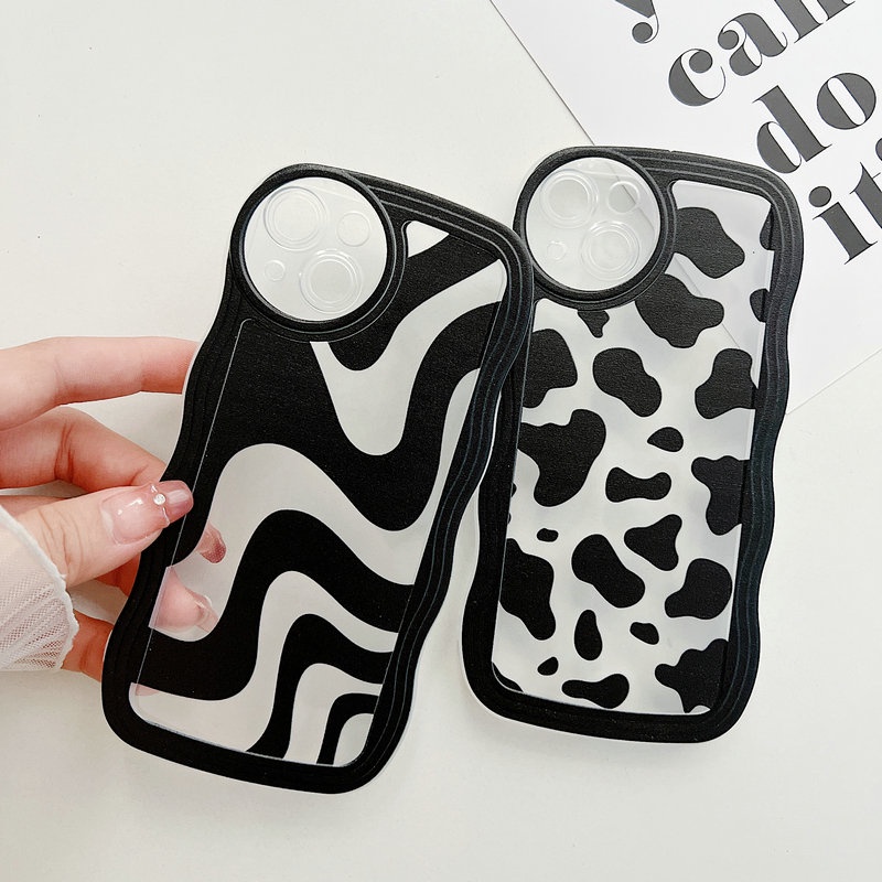OPPO A17 A77S A76 A96 A54 4G 5G A16 A16S A74 A95 A94 A93 A55 A53 A33 2020 A52 A72 A92 A15S A15S A31 A1K A12E A3S A9 A5 A7 A5S A12 A11K A57 2022 A83 A71 2018 A59 F11 Pro F9 F7 F1S F5 Youth Zebra Milk Stripe Wavy Edge Clear Soft Phone Case STB 21