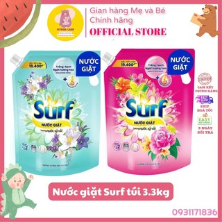 [Hoả Tốc] SURF Túi Nước Giặt Hương Nuớc Xả Vải Cỏ Hoa Diệu Kỳ Hồng / Xanh Hương Sương Mai có nắp vặn 3.3kg