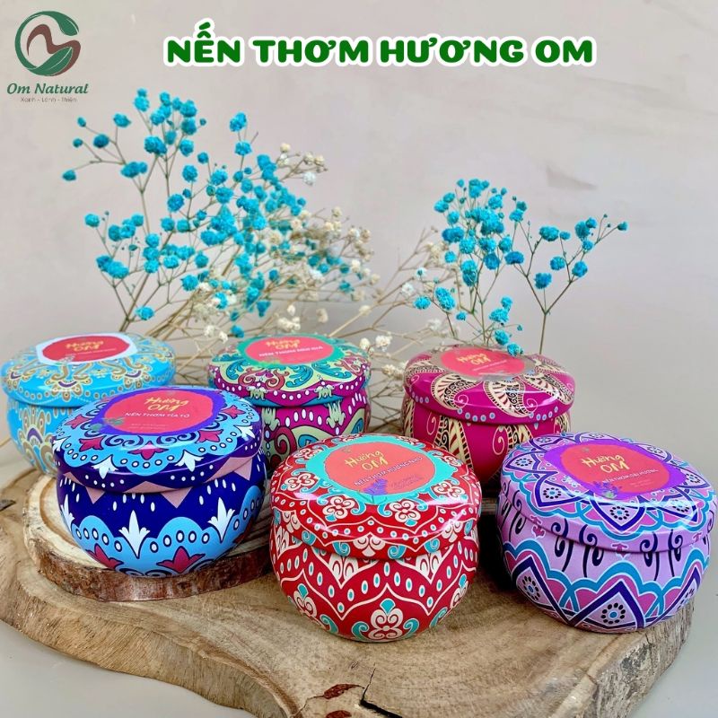 Nến Thơm Om Natural Hương Mùi Già, Hương Quế, Hương Tía Tô, Hương Nhài, Oải Hương, Hương Nhu