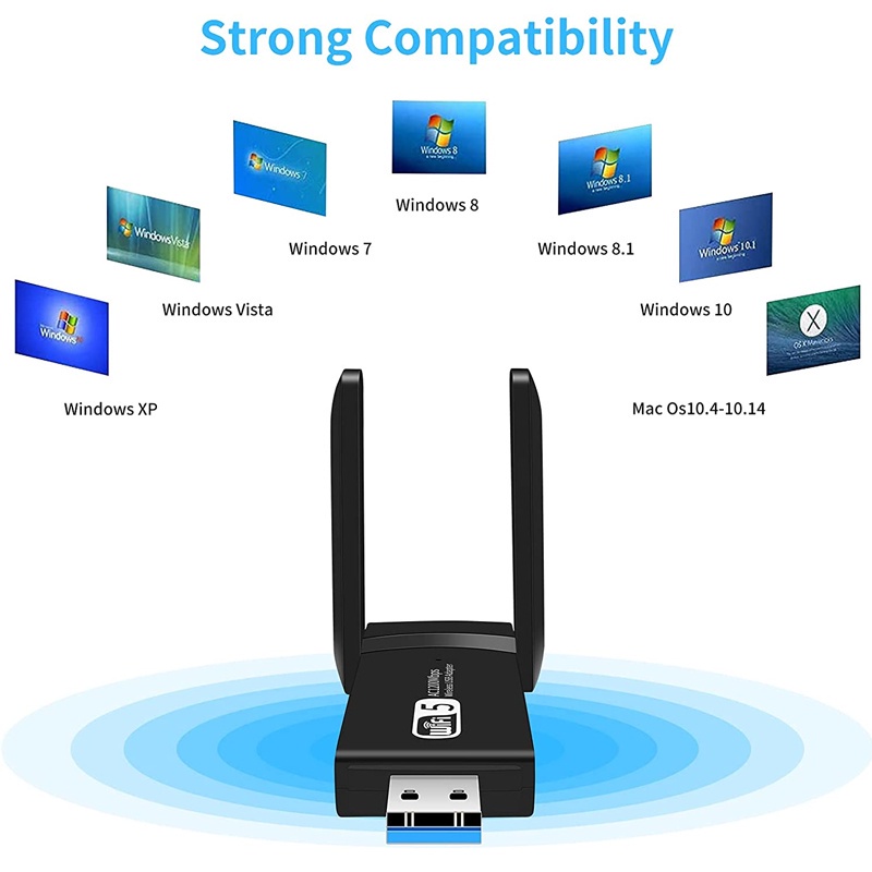 USB thu sóng WiFi 1200Mbps 3.0 băng tần kép 2.4G / 5Ghz 5dBi cho PC / Laptop / | BigBuy360 - bigbuy360.vn