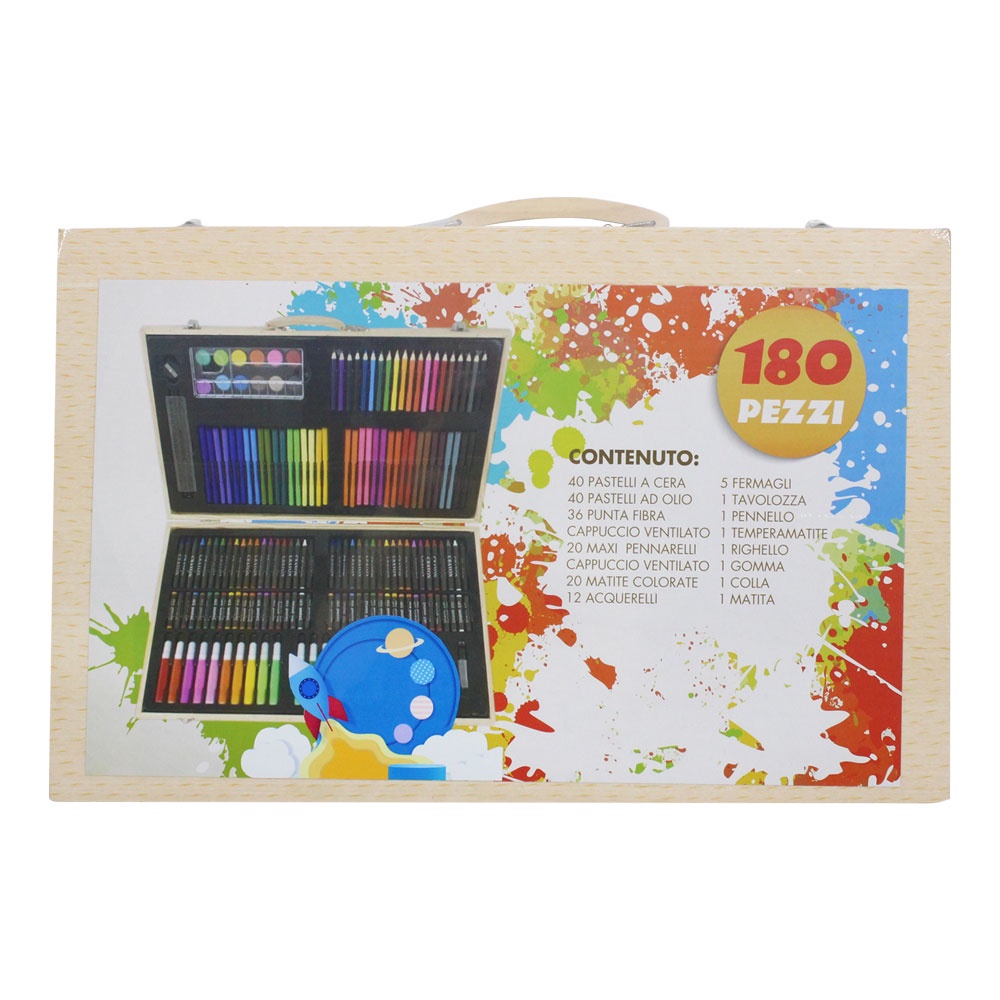 Bộ bút màu đa năng hộp gỗ 180 chi tiết VBC-1800