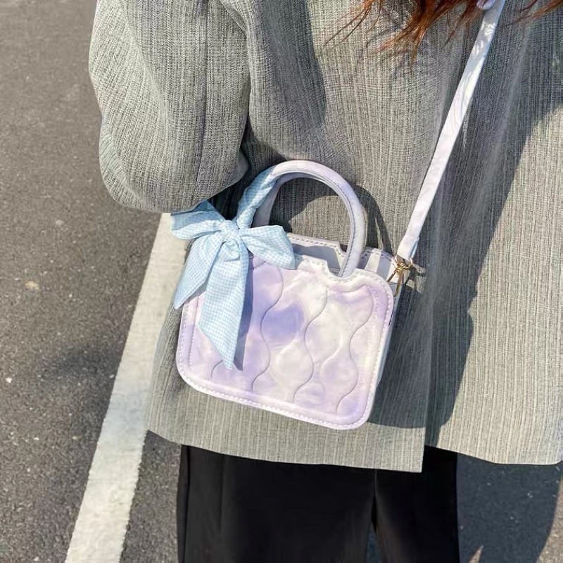 Túi tự đan da PU cao cấp kèm dây nơ - Túi handmade đeo chéo làm quà tặng người yêu