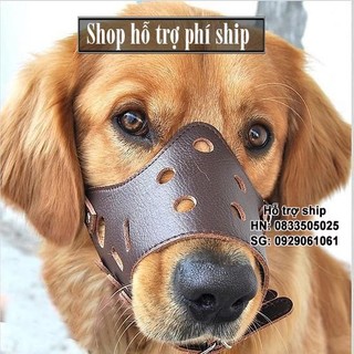 Hỗ trợ Ship- Rọ mõm chó bằng da kiểu chống sủa 5 size (tùy thuộc chu vi mõm chó)