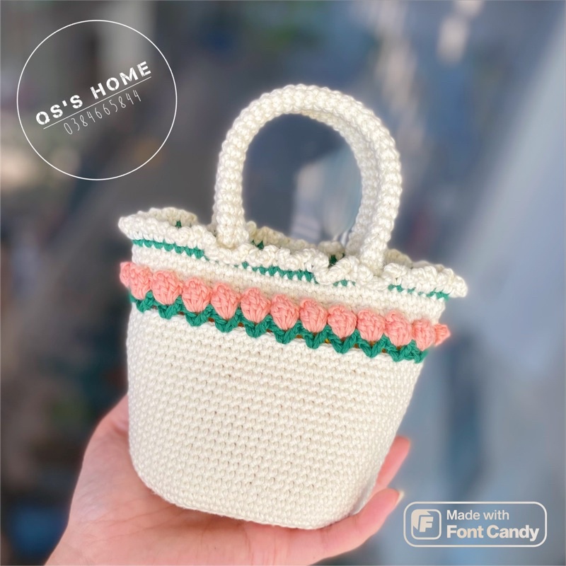 Túi xách len Handmade xinh xắn cho bé - có khoá kéo
