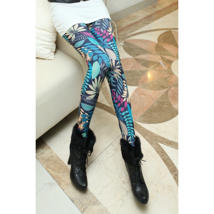 Quần Legging Lưng Cao Co Giãn In Họa Tiết Hình Học Thời Trang Xuân Thu Cho Nữ