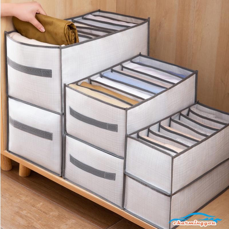 Hộp vải chia 11 ngăn đựng quần jean áo sơ mi thun cộc tay mùa hè đa năng khay túi vải cao cấp sắp xếp gọn gàng tủ đồ