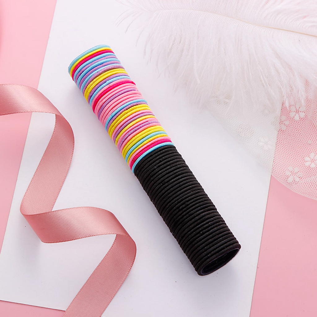 Set 50 Dây Thun Buộc Tóc 3cm Co Giãn Tiện Lợi Dành Cho Nữ