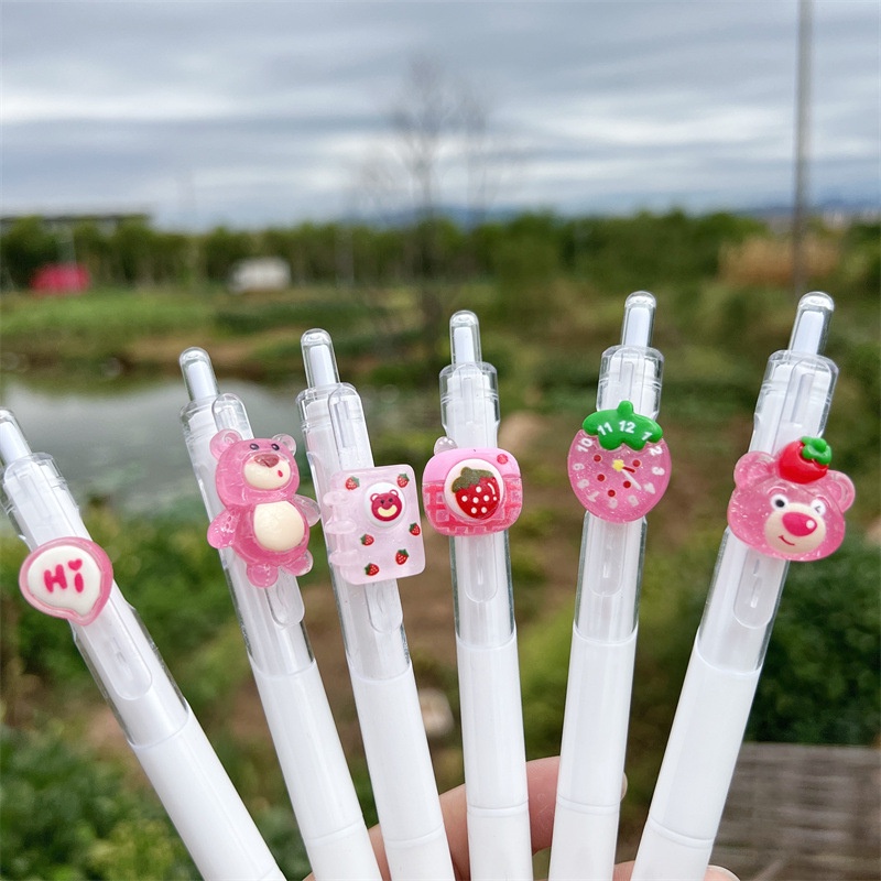 Bút Bi Hình Gấu Dâu Tây Nhiều Kiểu Dáng Dễ Thương Chất Lượng Cao
