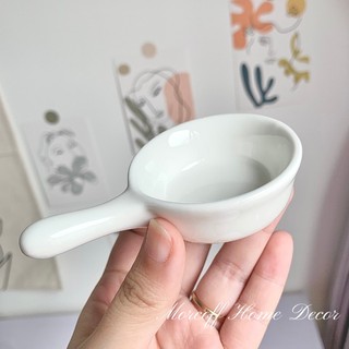 Chén nước chấm chén gia vị gốm sứ trắng có tay cầm