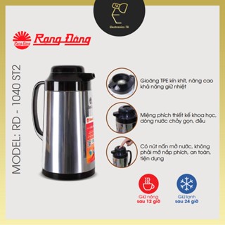 Phích giữ nhiệt Inox cao cấp , Phích trà nút nhấn 1.0 Lit Rạng Đông - 1040 ST2
