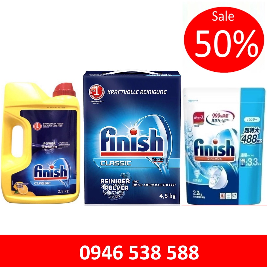 Bột rửa bát Finish 2.5kg, 2.2kg bột finish nhật bản, bột rửa bát finish đức 4.5kg cho máy, 1kg bột nhập khẩu chính hãng