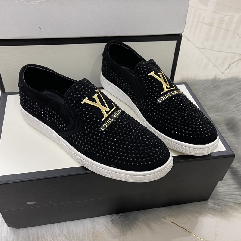 Giầy lười sói đính đá kèm video cho nam( giầy đính đá LVvv )