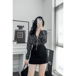 SƠ MI LỤA ĐEN MÓC XÍCH C MASARA
