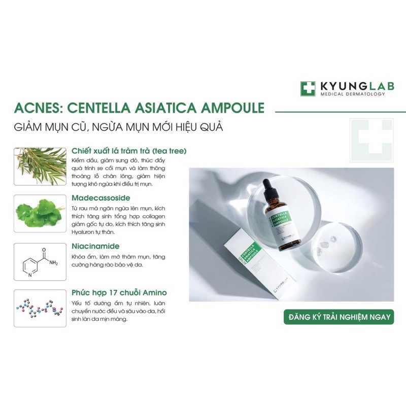 Serum Giảm Mụn KyungLab Acnes Centella Asiatica Ampoule 50ml, Kiềm Dầu Mờ Thâm Ngừa Mụn - Gazumi Beauty