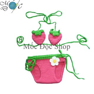 Bikini len handmade bé gái - Dâu tây | chụp ảnh thôi nôi, đi biển, quà tặng ý nghĩa