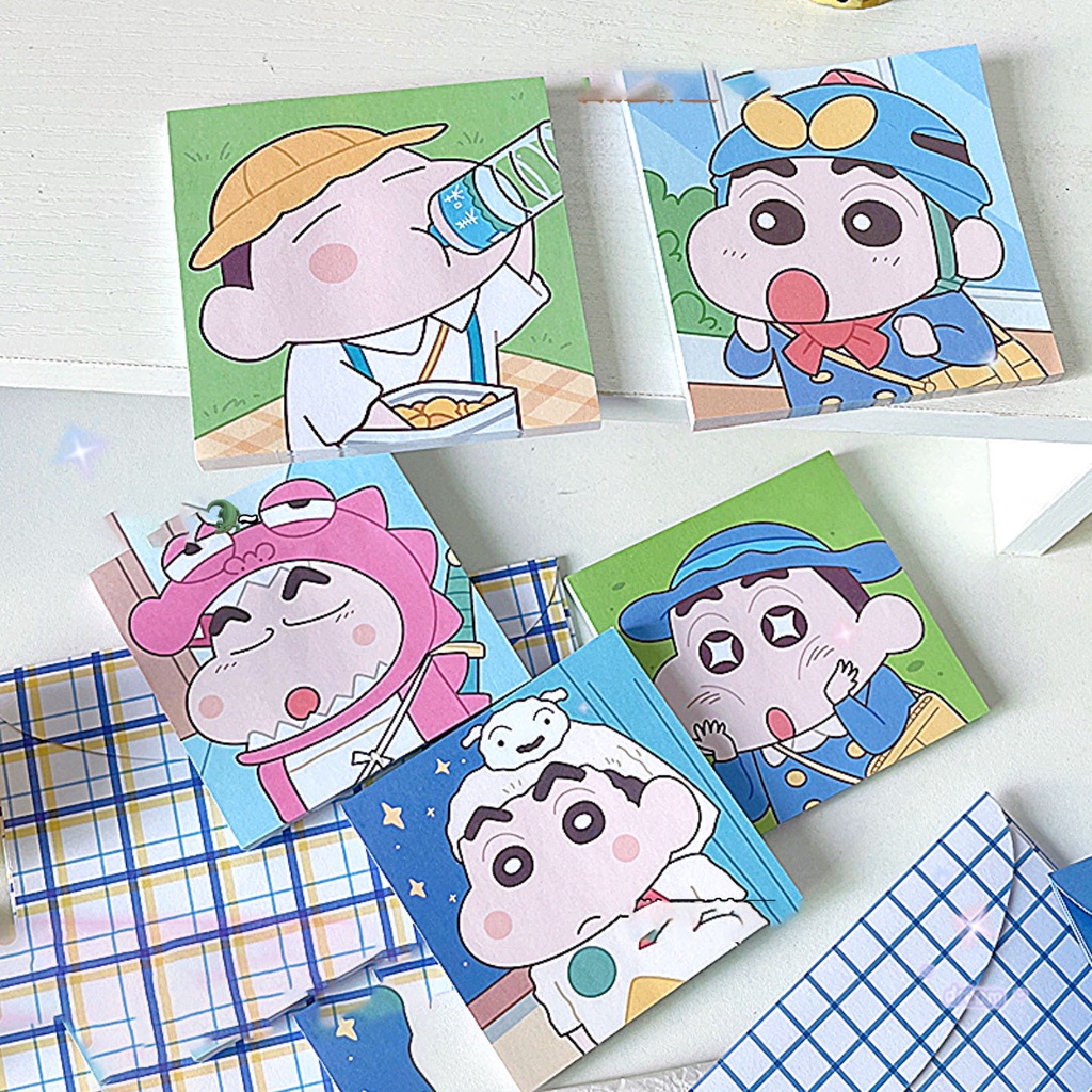 Set 50 Tờ Giấy Ghi Chú Chống Dính Hình Cậu Bé Bút Chì Shin-chan Dễ Thương