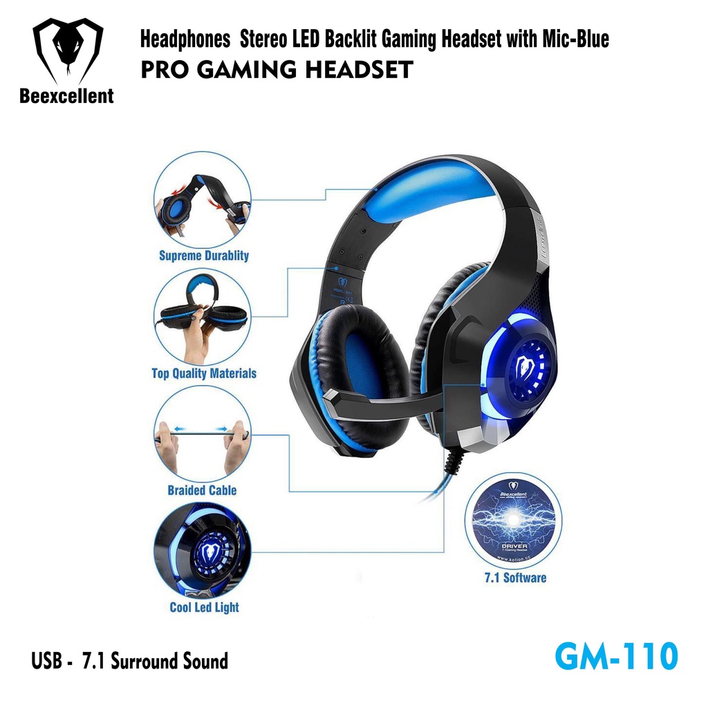 Tai Nghe Chụp Tai Beexcellent GM-110 7.1  LED Gaming