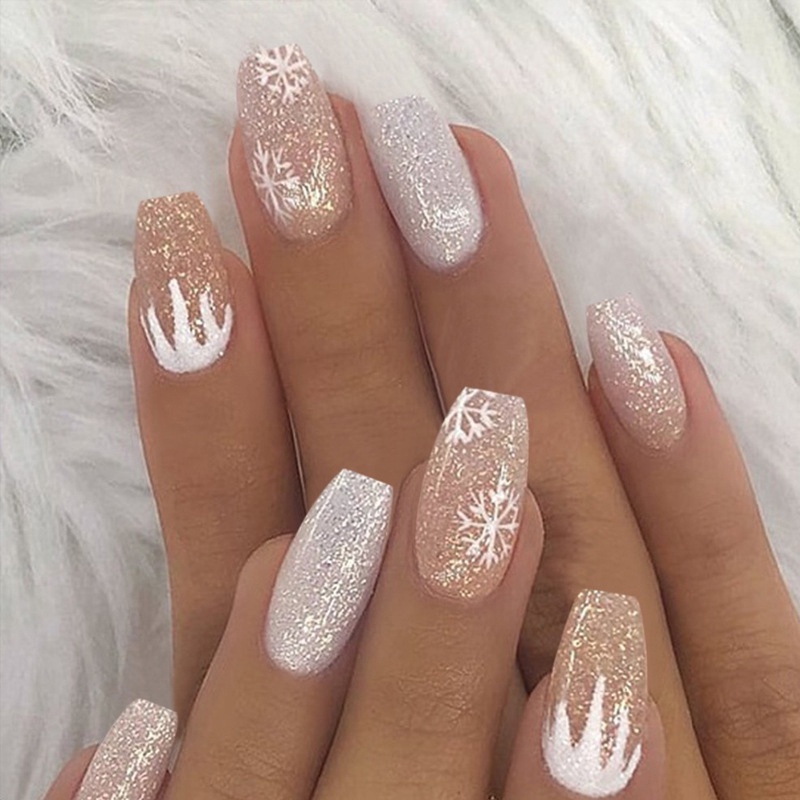 Set 24 Móng Tay Giả Ngắn Chống Nước Thời Trang