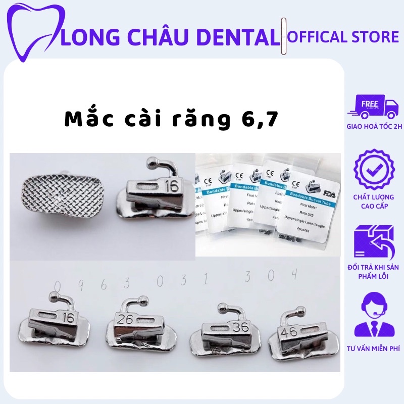 Set 4 cái Mắc cài răng 6 Mắc cài răng 7 Mắc cài chỉnh nha -LC01