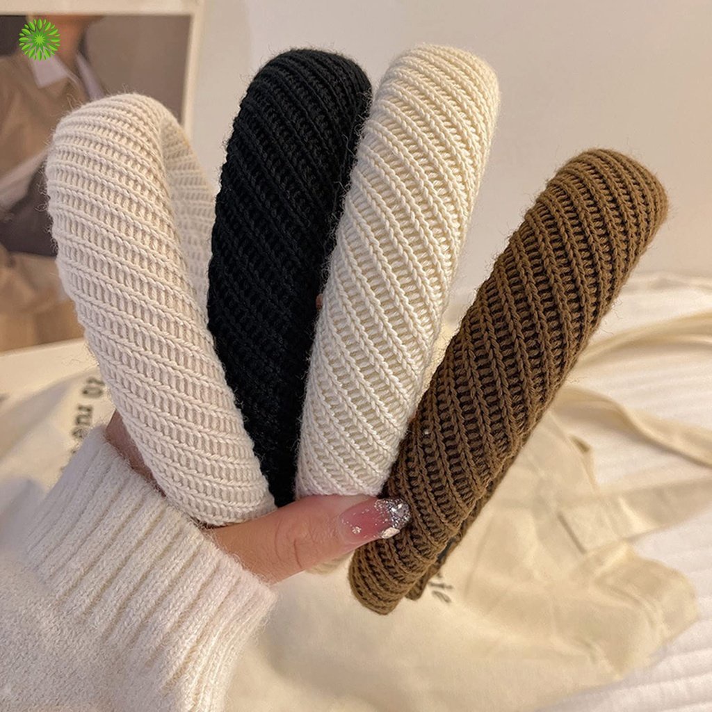 Băng Đô Len Co Giãn Màu Trơn Phong Cách Retro Thời Trang Cho Nữ CR1