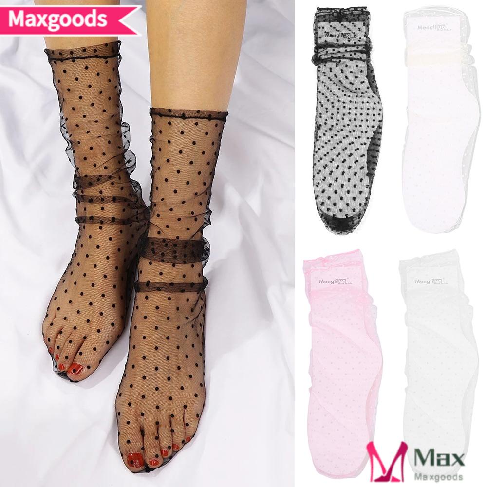 Vớ Công Chúa Bằng Vải Tuyn Họa Tiết Chấm Bi Siêu Mỏng Thời Trang
