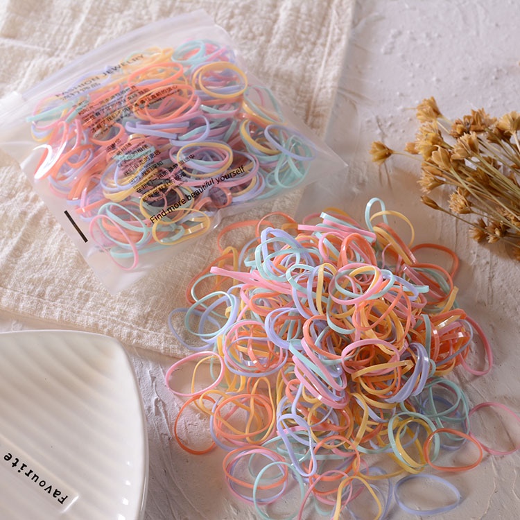 Túi zip hơn 200 dây cột tóc cao su co giãn cho bé gái CT25