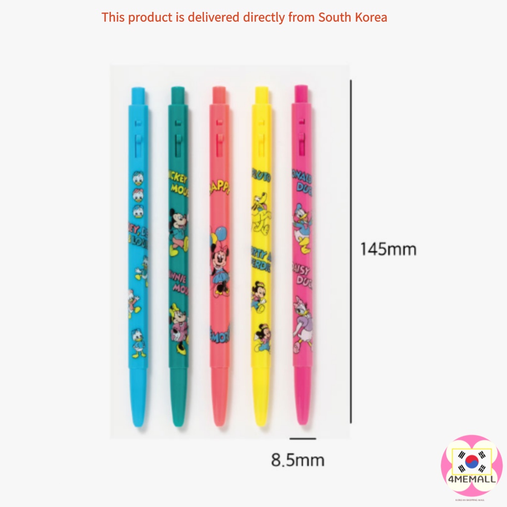 Bộ 5 bút bi / bút bi 0.5mm / xanh / đỏ / xanh / hồng _ mickey and friends