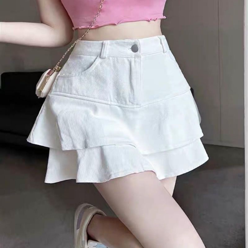 Chân váy hai tầng chất mịn 1 nút có túi lyie