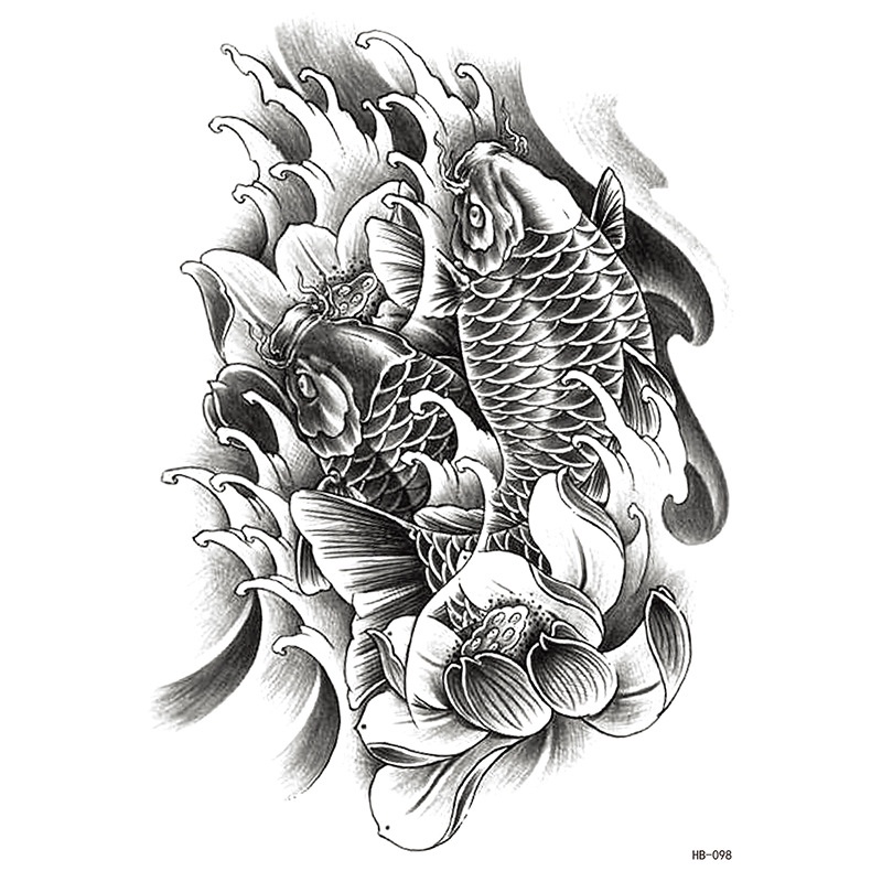 Hình Xăm Dán Tạm Thời Chống Nước Hình Cá Chép Phong Cách Mới Cho Nam Và Nữ