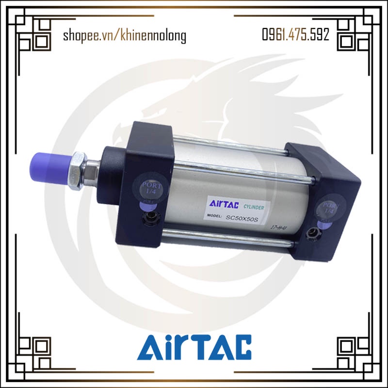 Xi Lanh Khí Nén Đế Vuông AirTAC SC50 x 30,50,75,100,125,150,175,200,250,300,350,400,450,500