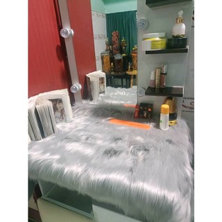 Thảm lông chụp ảnh nail chụp ảnh sản phẩm, thảm trải bàn trand điểm Màu Xám Lông Dài 5cm.