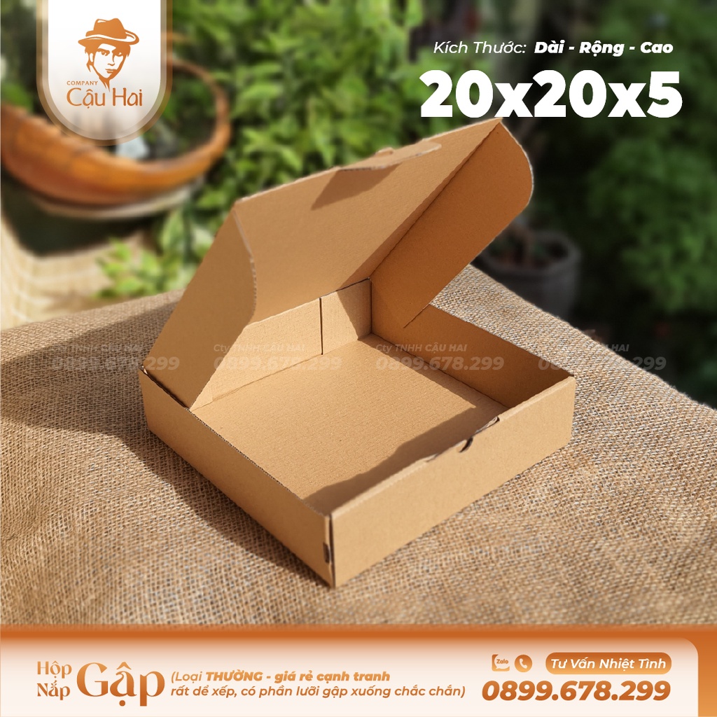 Set 20 hộp carton nắp GẬP 20x20x5
